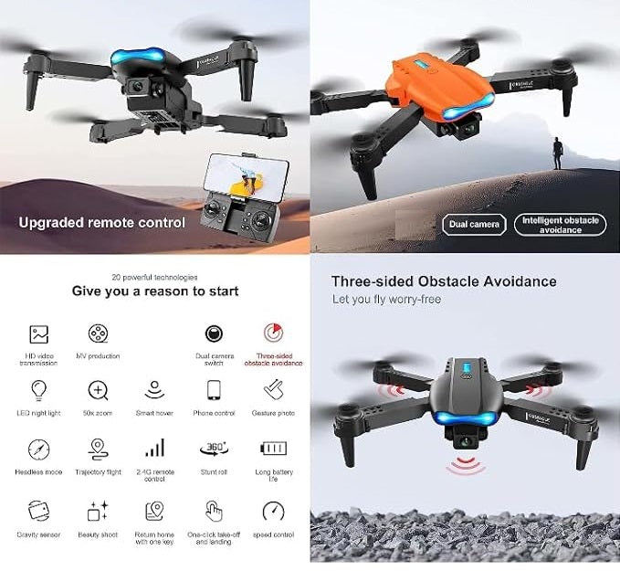 🚁 E99 Foldable Drone with Camera – 720p HD, 360° Flips & LED Lights 🌟