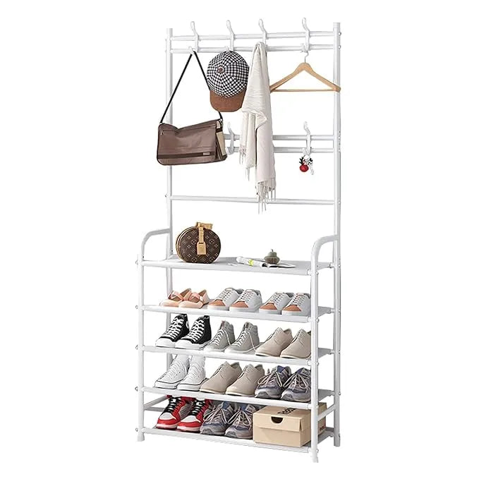 4-Tier Metal Shelf with Hooks